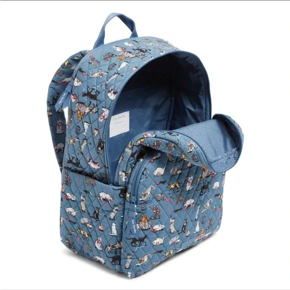 Vera Bradley Cat Print Cat’s Meow Blue Backpack - Picture 2 of 7